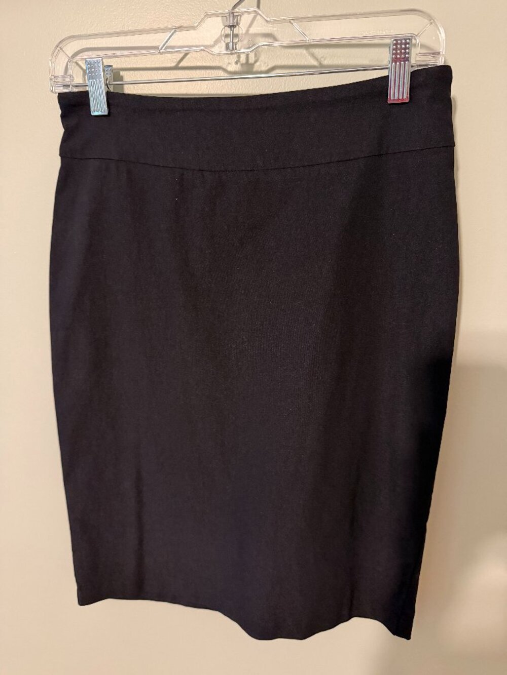 Stretch knit black pencil skirt